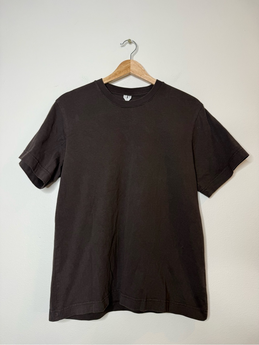 Arket 100% Cotton Chocolate Brown Heavyweight Tshirt Tee size small